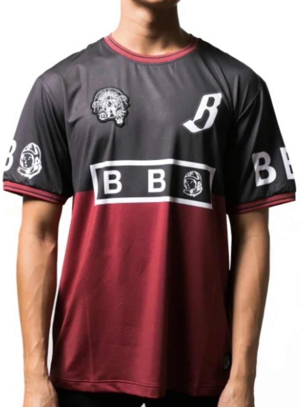 BILLIONAIRE BOYS CLUB distressed BEE Jersey M Applique Patch Logo Athletic Top
